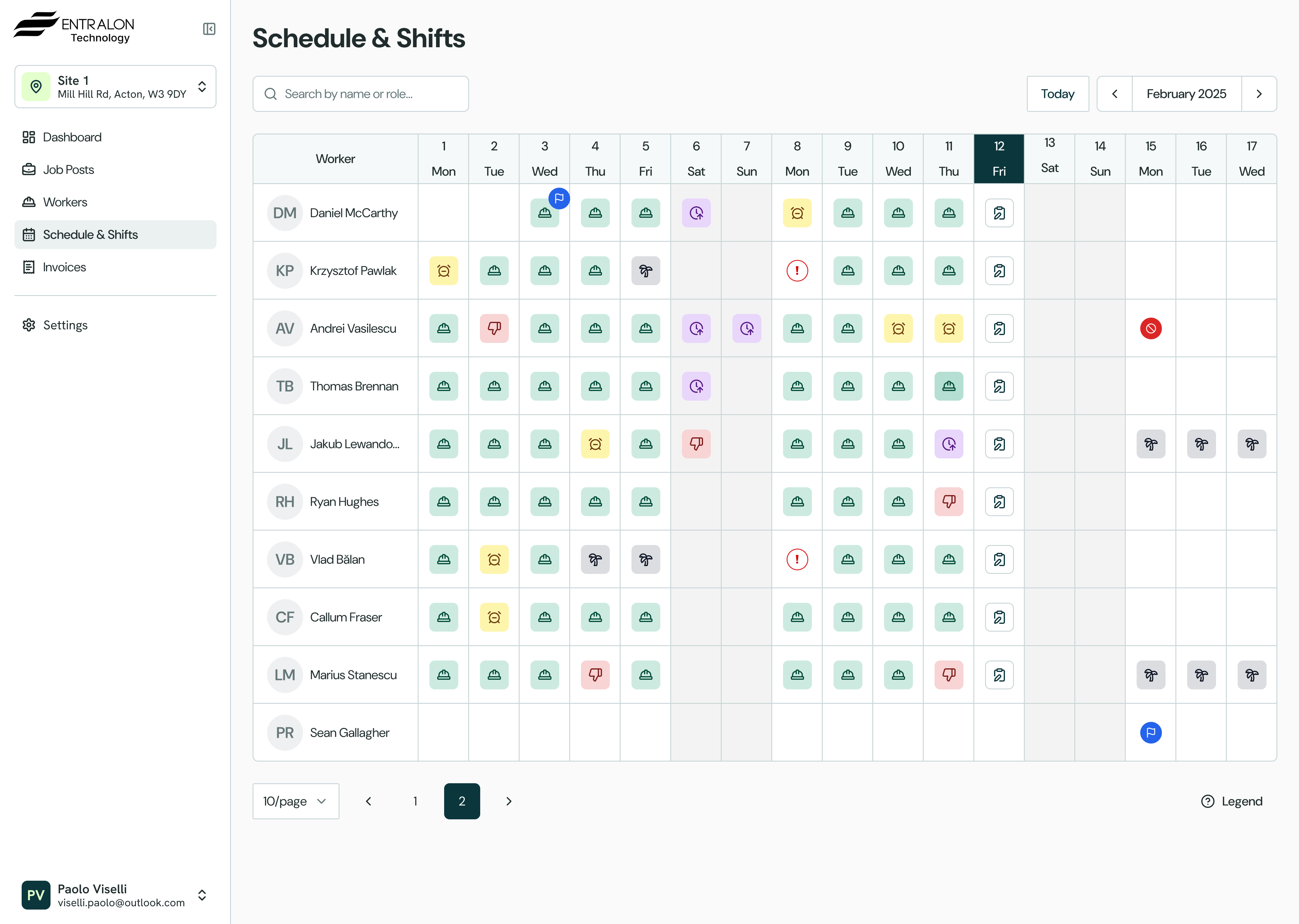 CRM and warehouse management software dashboard